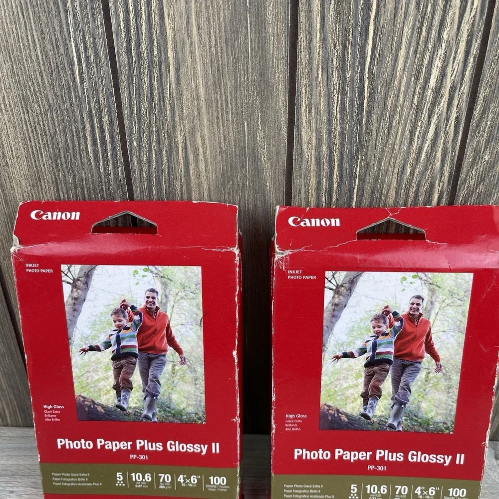 2 Pack New Genuine Canon Photo Paper Plus Glossy II 4x6 PP-301, 100 Sheets